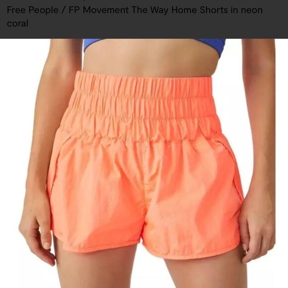 Free People FP Movement The Way Home Shorts High Rise Athletic Papaya Coral M - Picture 9 of 9